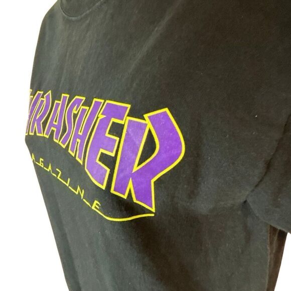 Thrasher Magazine Black Graphic Tee Men’s Size Small Vintage - Picture 5 of 7